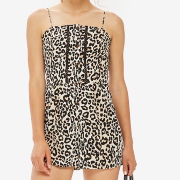 Topshop Pants - Topshop Leopard Print Romper Size 12